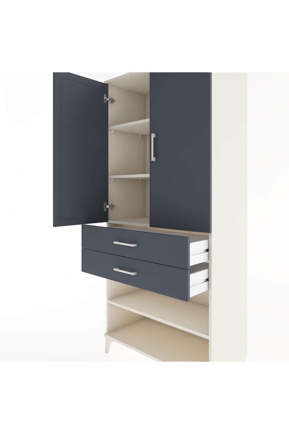 Hyperion Dolap 4 Raflı 2 Çekmeceli 2 Kapaklı 88x44x195 - S60M110V2B