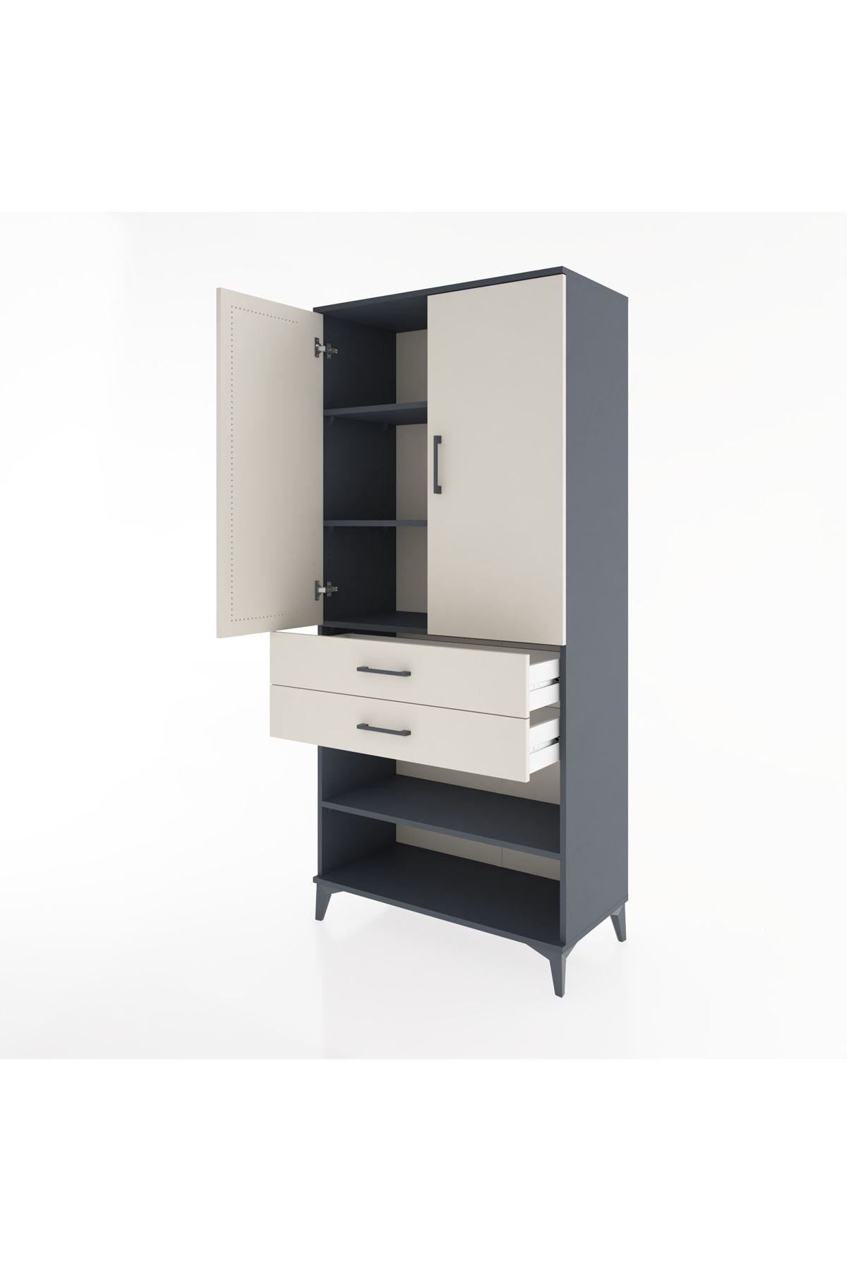 Hyperion Dolap 4 Raflı 2 Çekmeceli 2 Kapaklı 88x44x195 - S60M110V4B