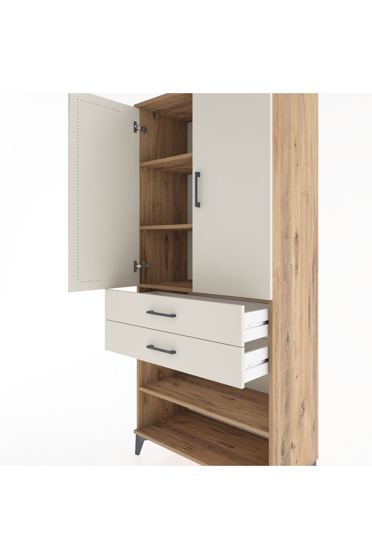 Hyperion Dolap 4 Raflı 2 Çekmeceli 2 Kapaklı 88x44x195 - S60M110V7B