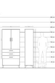 Hyperion Dolap 3 Raflı 3 Çekmeceli 2 Kapaklı 88x44x195 - S60M108V7B