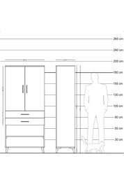 Hyperion Dolap 2 Raflı 2 Çekmeceli Tek Askılı 88x44x195 - S60M109V3B