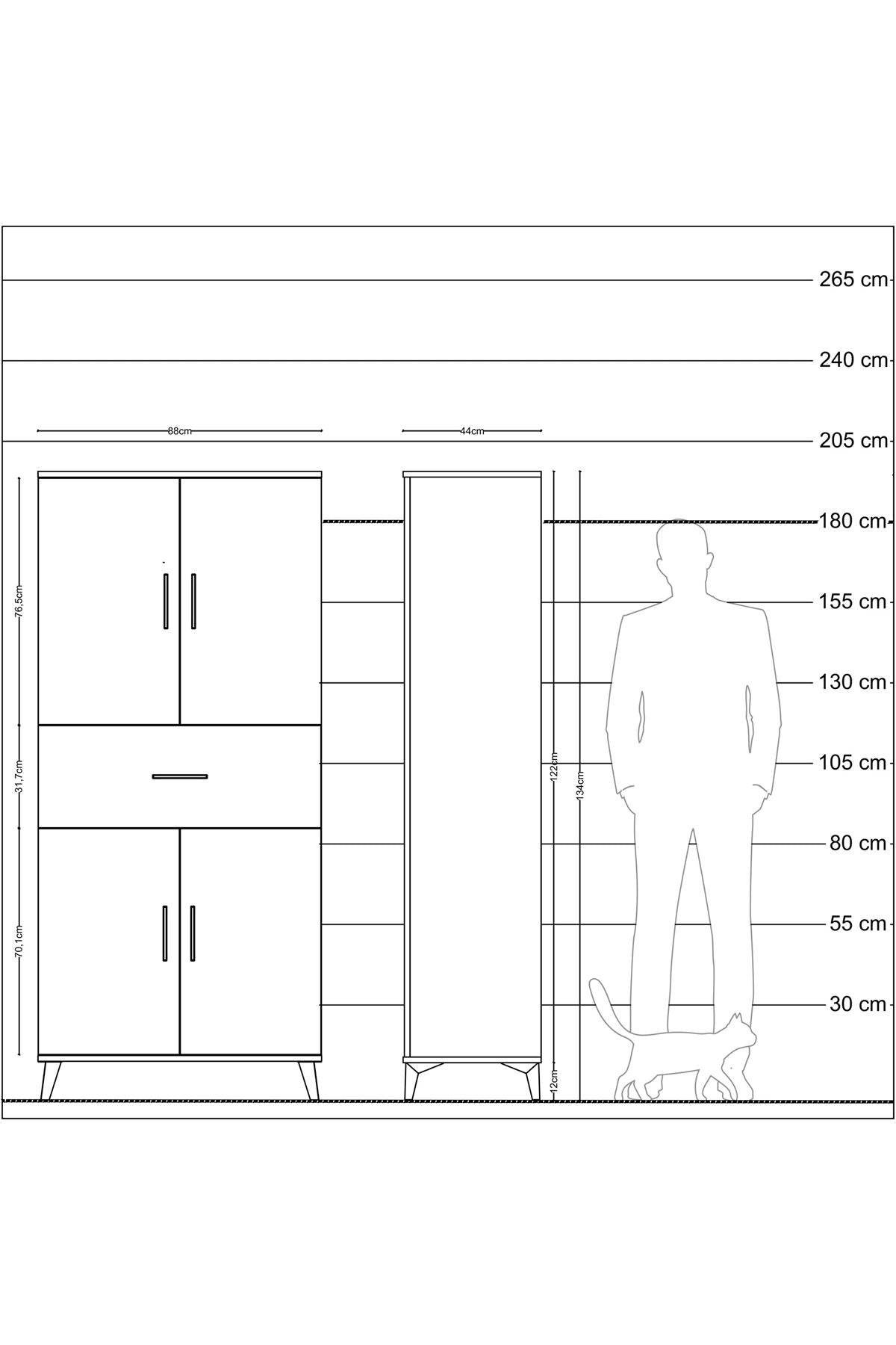 Hyperion Dolap 4 Raflı Tek Çekmeceli 4 Kapaklı 88x44x195 - S60M001V8B