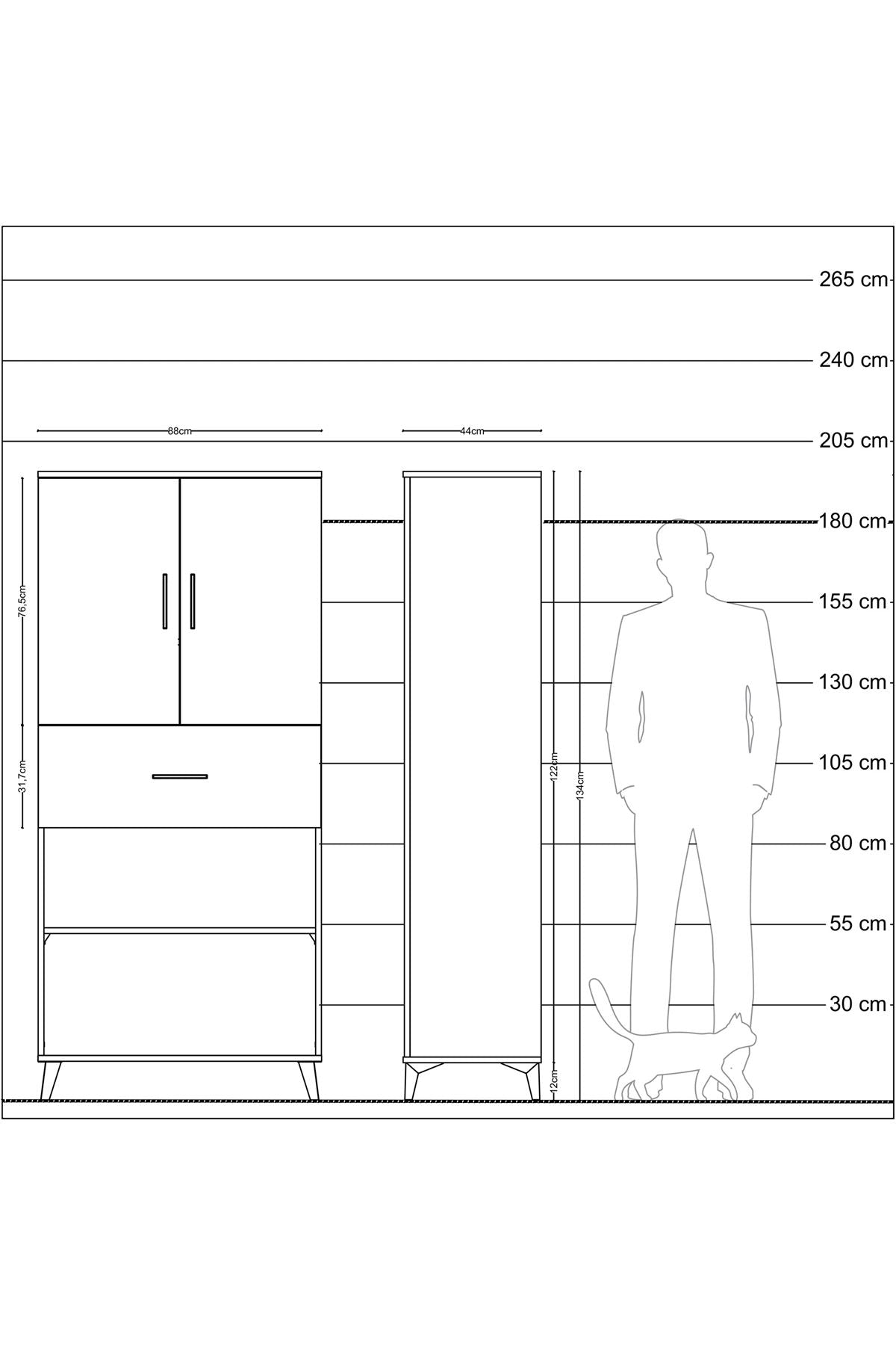 Hyperion Dolap 4 Raflı Tek Çekmeceli 2 Kapaklı 88x44x195 - S60M002V6B