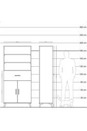 Hyperion Dolap 4 Raflı Tek Çekmeceli 2 Kapaklı 88x44x195 - S60M003V9B