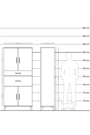 Hyperion Dolap 4 Raflı 2 Çekmeceli 4 Kapaklı 88x44x195 - S60M004V1B