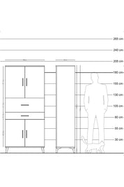 Hyperion Dolap 4 Raflı 2 Çekmeceli 4 Kapaklı 88x44x195 - S60M007V9B