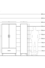 Hyperion Dolap 3 Raflı Tek Çekmeceli Tek Askılı 88x44x195 - S60M010V3B