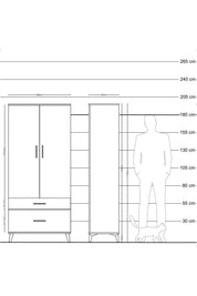 Hyperion Dolap 4 Raflı 2 Çekmeceli 2 Kapaklı 88x44x195 - S60M014V6B