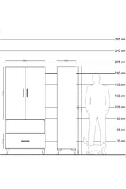 Hyperion Dolap 3 Raflı Tek Çekmeceli Tek Askılı 88x44x195 - S60M018V5B