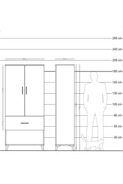 Hyperion Dolap 2 Raflı Tek Çekmeceli Tek Askılı 88x44x195 - S60M019V4B