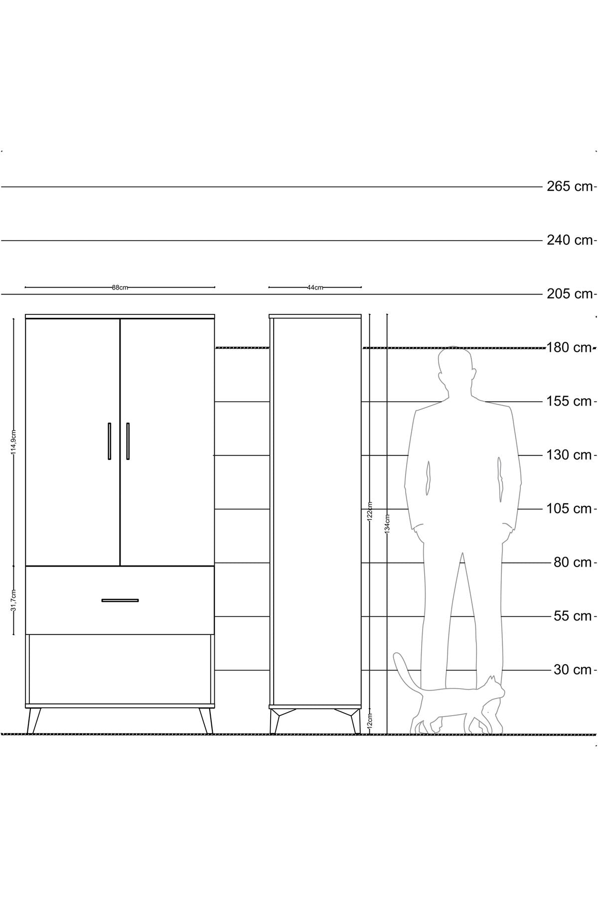 Hyperion Dolap 4 Raflı Tek Çekmeceli 2 Kapaklı 88x44x195 - S60M020V9B