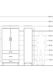Hyperion Dolap 2 Raflı 3 Çekmeceli Tek Askılı 88x44x195 - S60M021V8B
