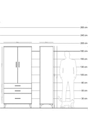 Hyperion Dolap 2 Raflı 3 Çekmeceli Tek Askılı 88x44x195 - S60M023V5B