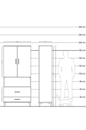 Hyperion Dolap 4 Raflı 2 Çekmeceli 2 Kapaklı 88x44x195 - S60M030V7B
