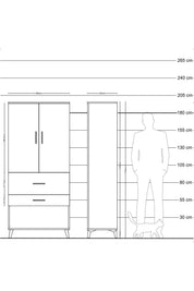Hyperion Dolap Tek Raflı 2 Çekmeceli Tek Askılı 88x44x195 - S60M036V3B