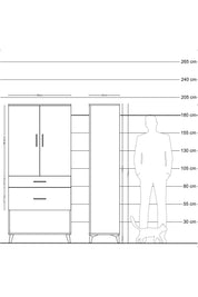 Hyperion Dolap Tek Raflı 2 Çekmeceli Tek Askılı 88x44x195 - S60M038V2B