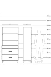 Hyperion Dolap 3 Raflı 3 Çekmeceli 88x44x195 - S60M043V9B