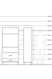Hyperion Dolap 2 Raflı 2 Çekmeceli Tek Askılı 88x44x195 - S60M049V2B