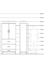 Hyperion Dolap 3 Raflı 3 Çekmeceli 2 Kapaklı 88x44x195 - S60M051V8B