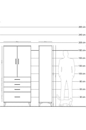 Hyperion Dolap Tek Raflı 4 Çekmeceli Tek Askılı 88x44x195 - S60M053V6B