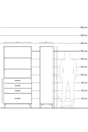Hyperion Dolap 3 Raflı 4 Çekmeceli 88x44x195 - S60M055V3B