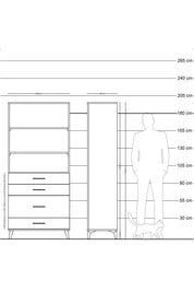 Hyperion Dolap 3 Raflı 4 Çekmeceli 88x44x195 - S60M058V8B