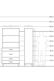 Hyperion Dolap 3 Raflı 4 Çekmeceli 88x44x195 - S60M061V4B