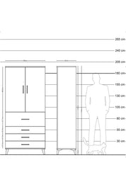 Hyperion Dolap Tek Raflı 4 Çekmeceli Tek Askılı 88x44x195 - S60M062V5B