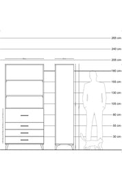 Hyperion Dolap 3 Raflı 4 Çekmeceli 88x44x195 - S60M064V5B