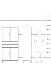 Hyperion Dolap 4 Raflı 2 Çekmeceli 4 Kapaklı 88x44x195 - S60M074V8B