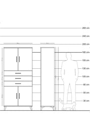 Hyperion Dolap 3 Raflı 3 Çekmeceli 4 Kapaklı 88x44x195 - S60M077V8B