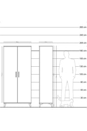 Hyperion Dolap 3 Raflı 2 Kapaklı Tek Askılı 88x44x195 - S60M080V3B