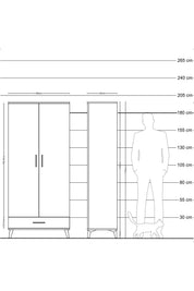 Hyperion Dolap 3 Raflı Tek Çekmeceli Tek Askılı 88x44x195 - S60M082V4B
