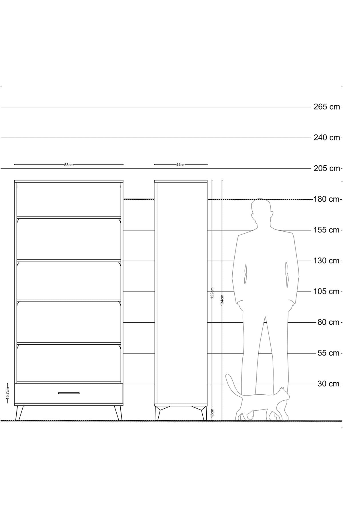 Hyperion Dolap 5 Raflı Tek Çekmeceli 88x44x195 - S60M084V8B
