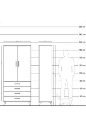 Hyperion Dolap 2 Raflı 4 Çekmeceli Tek Askılı 88x44x195 - S60M091V1B