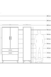 Hyperion Dolap 2 Raflı 2 Çekmeceli Tek Askılı 88x44x195 - S60M096V2B