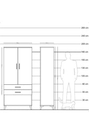 Hyperion Dolap 4 Raflı 2 Çekmeceli 2 Kapaklı 88x44x195 - S60M097V8B