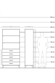 Hyperion Dolap 3 Raflı 5 Çekmeceli 88x44x195 - S60M100V4B