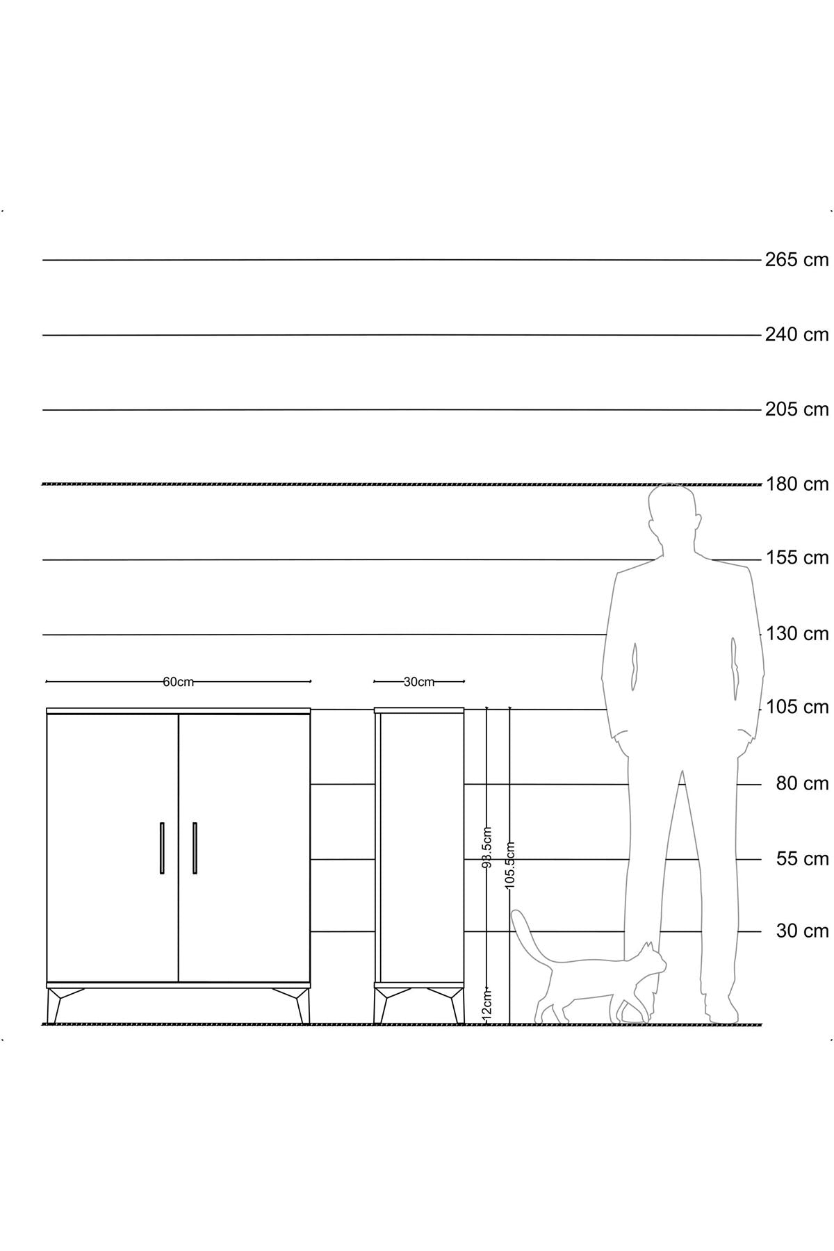 Arges Komodin 2 Raflı 2 Kapaklı 60x30x106 - S15M003V1A