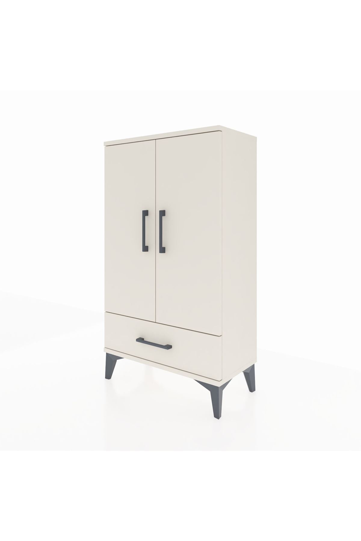 Arges Komodin 3 Raflı Tek Çekmeceli 2 Kapaklı 60x30x106 - S15M004V1A