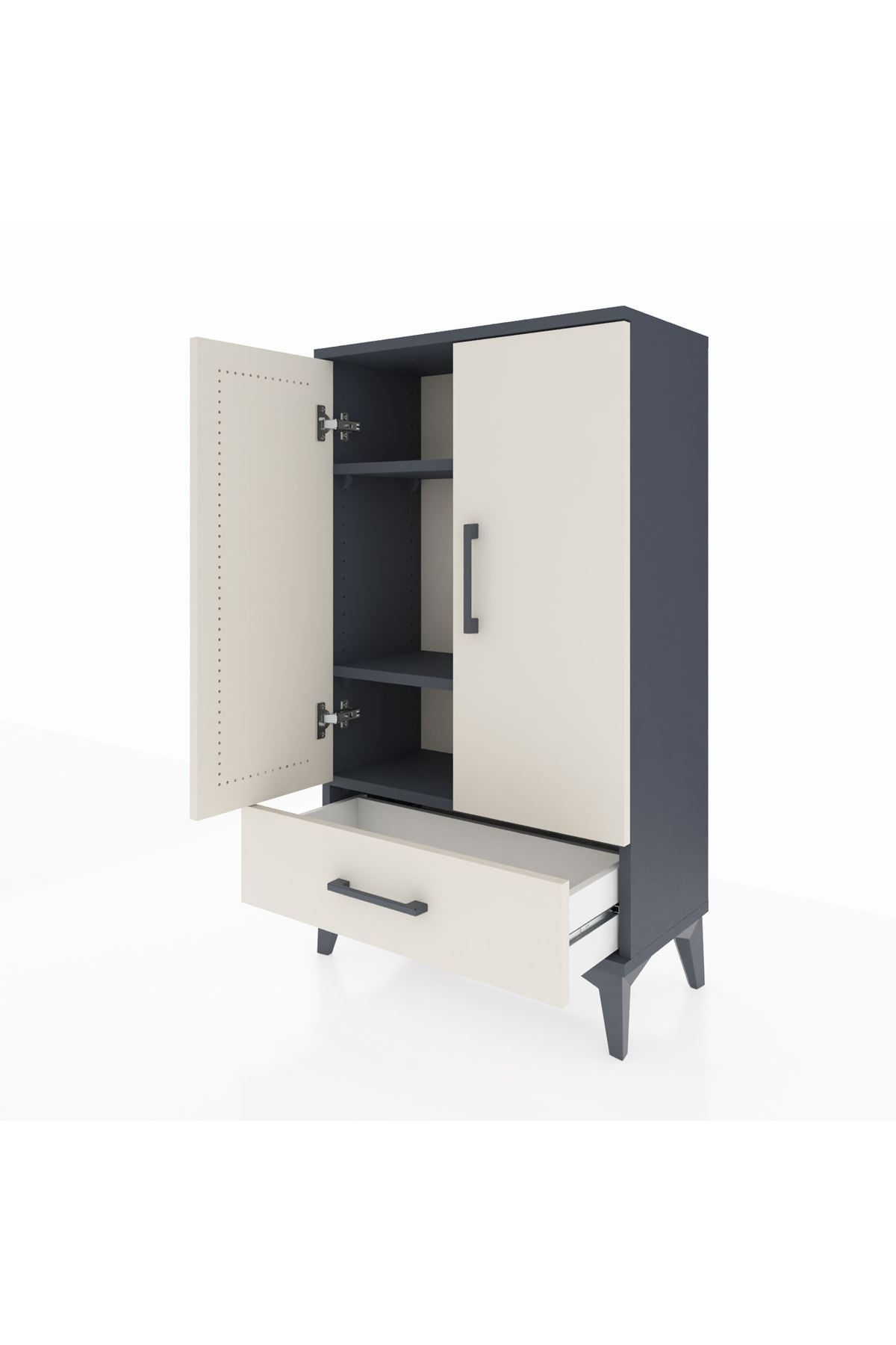 Arges Komodin 3 Raflı Tek Çekmeceli 2 Kapaklı 60x30x106 - S15M004V4A