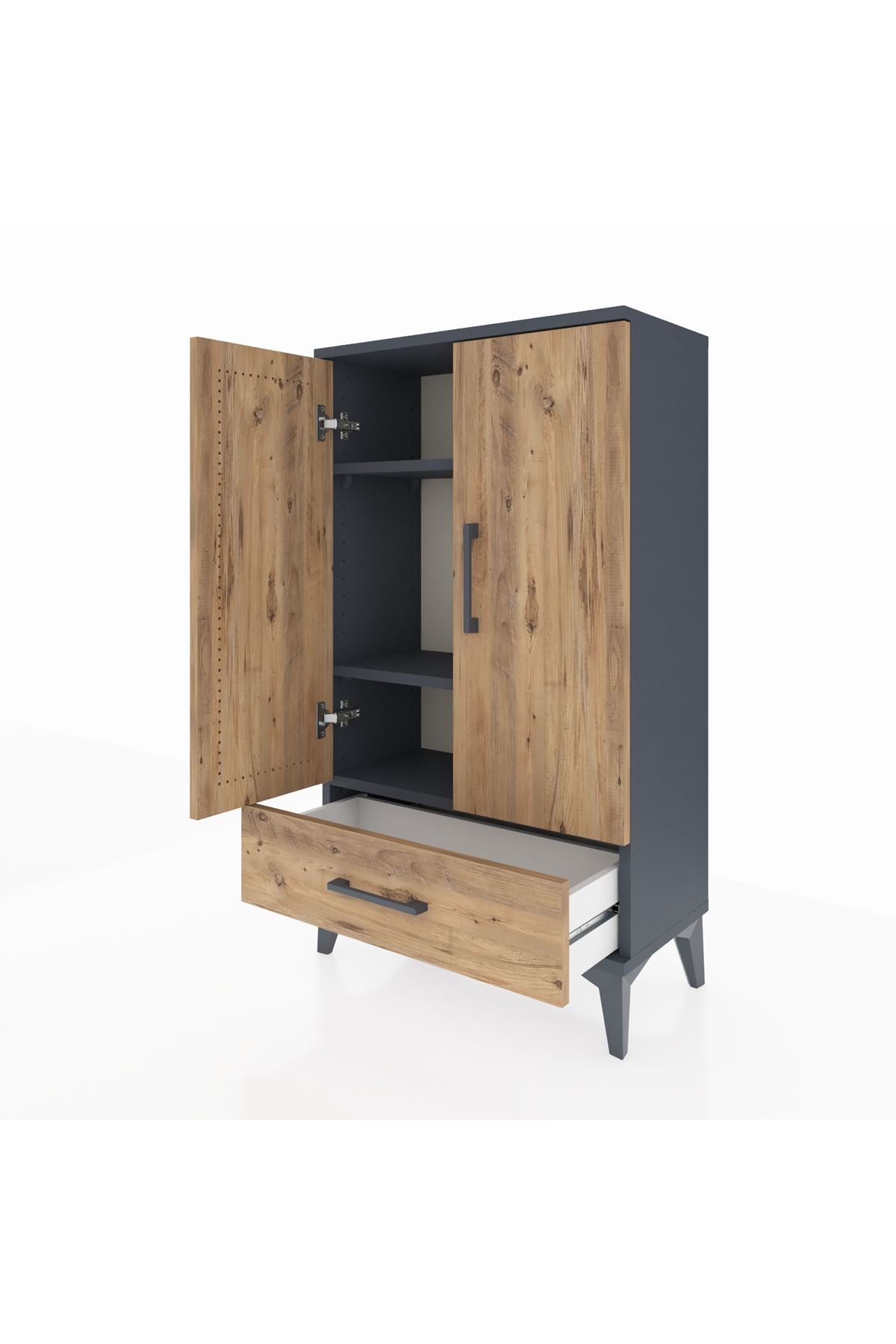 Arges Komodin 3 Raflı Tek Çekmeceli 2 Kapaklı 60x30x106 - S15M004V6A