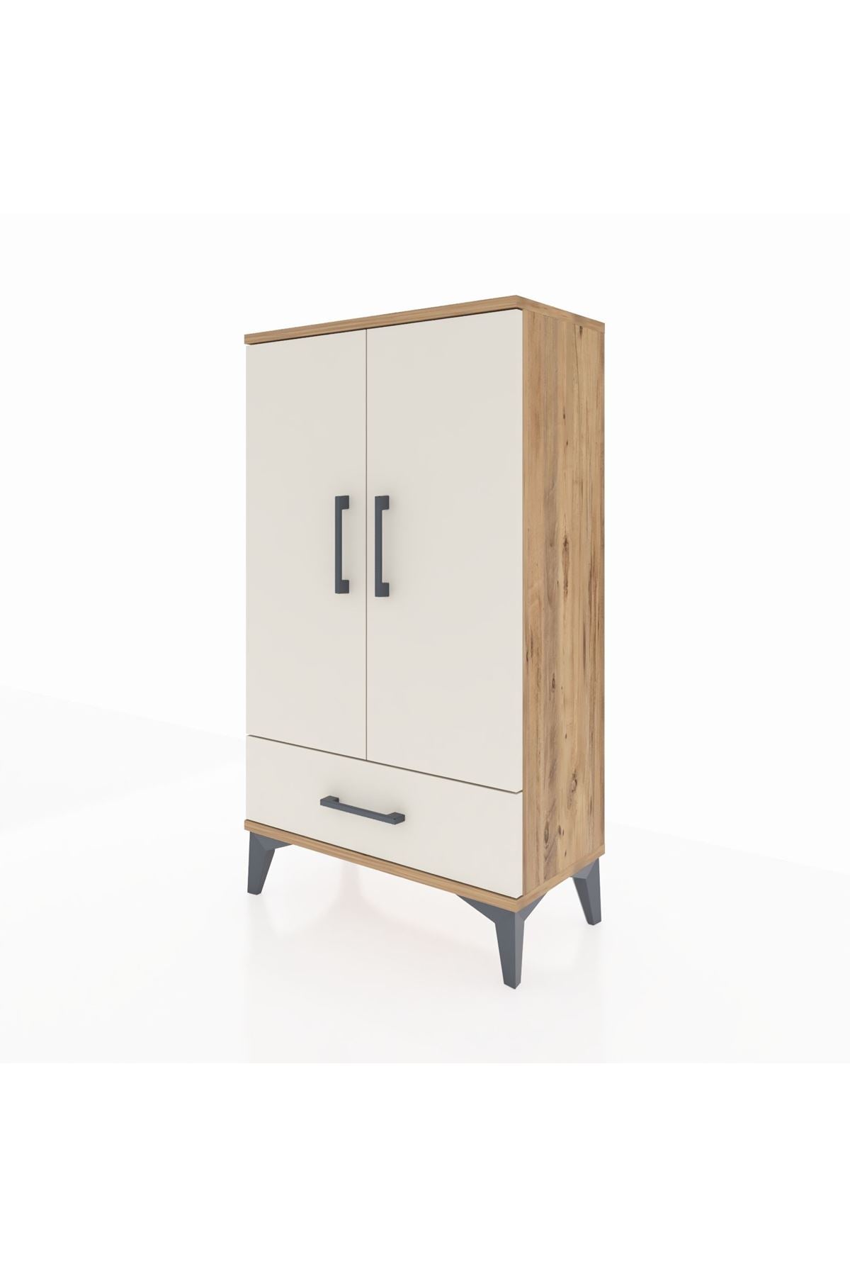 Arges Komodin 3 Raflı Tek Çekmeceli 2 Kapaklı 60x30x106 - S15M004V7A