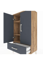 Arges Komodin 3 Raflı Tek Çekmeceli 2 Kapaklı 60x30x106 - S15M004V8A