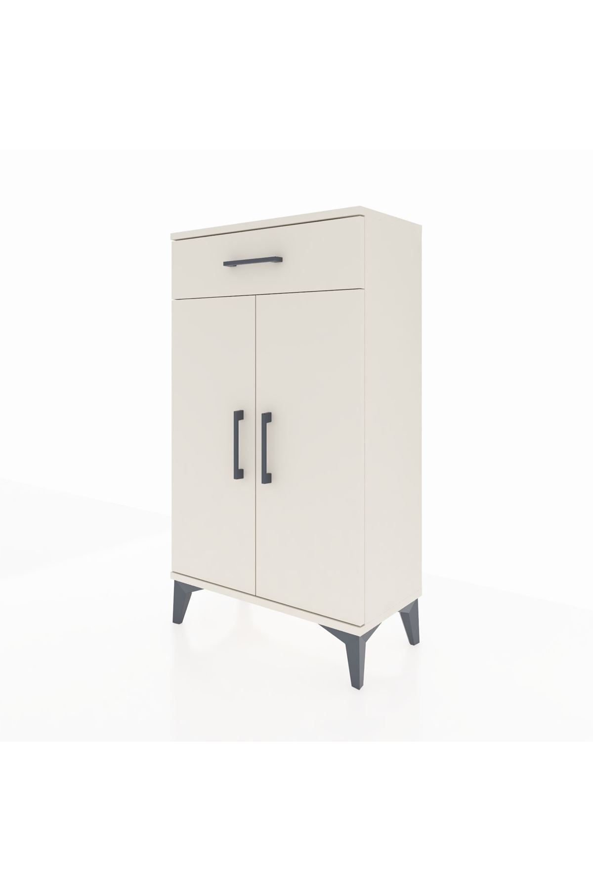 Arges Komodin 2 Raflı Tek Çekmeceli 2 Kapaklı 60x30x106 - S15M005V1A