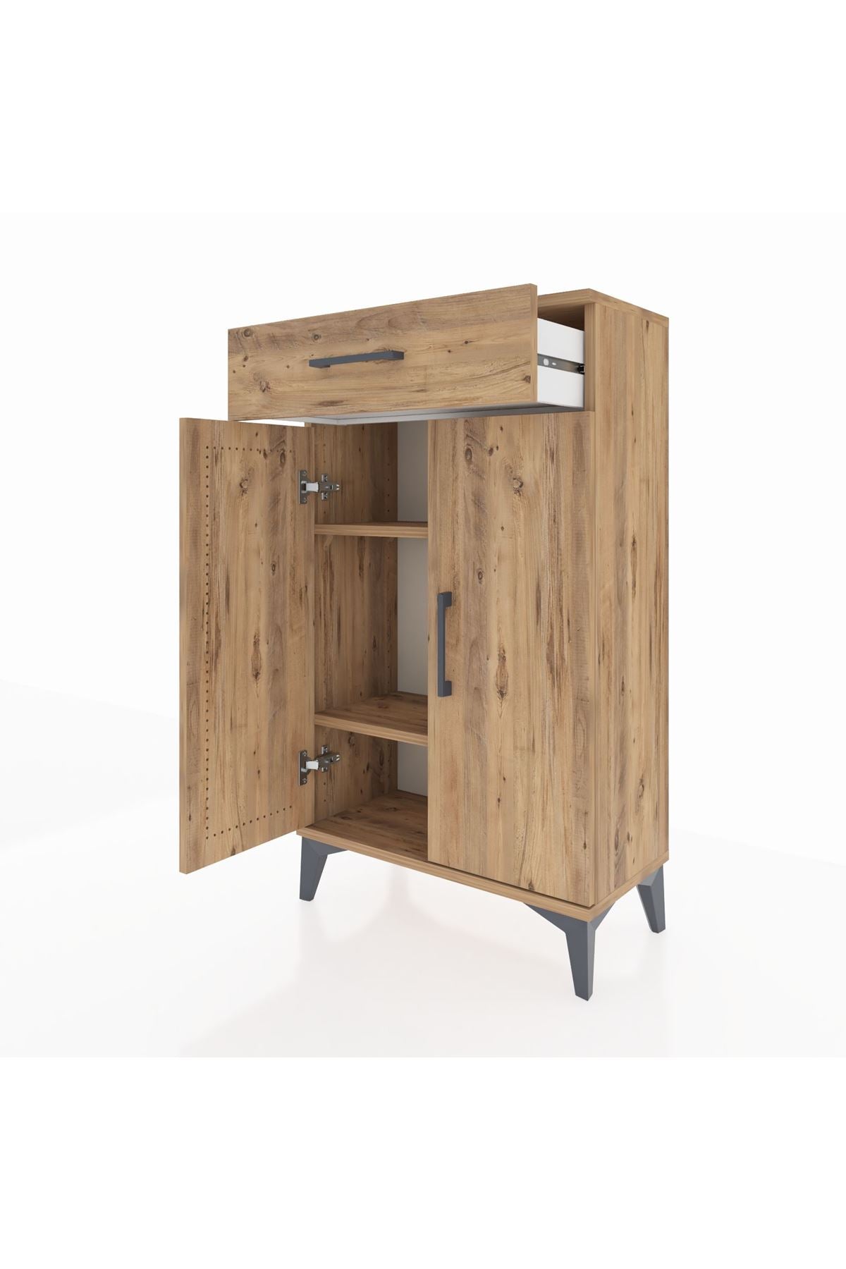 Arges Komodin 2 Raflı Tek Çekmeceli 2 Kapaklı 60x30x106 - S15M005V9A