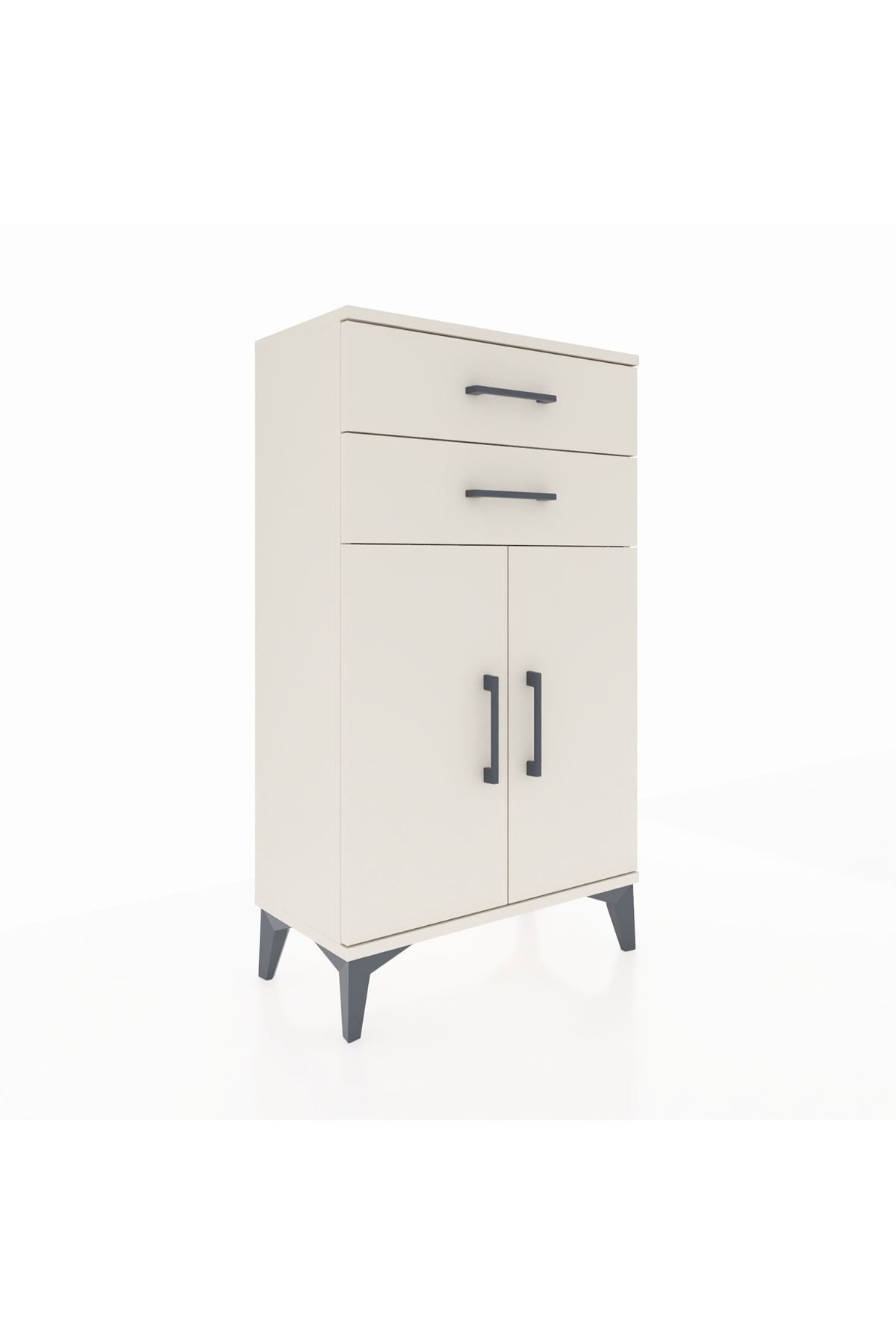 Arges Komodin Tek Raflı 2 Çekmeceli 2 Kapaklı 60x30x106 - S15M006V1A