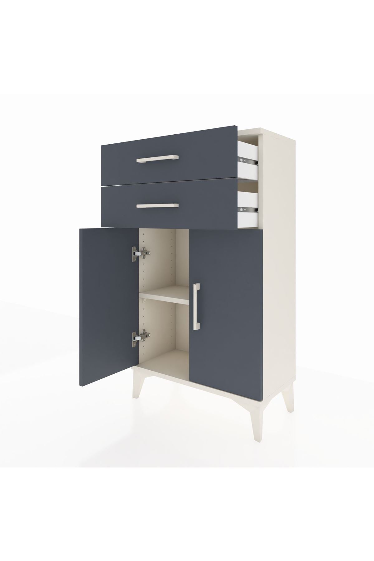 Arges Komodin Tek Raflı 2 Çekmeceli 2 Kapaklı 60x30x106 - S15M006V2A