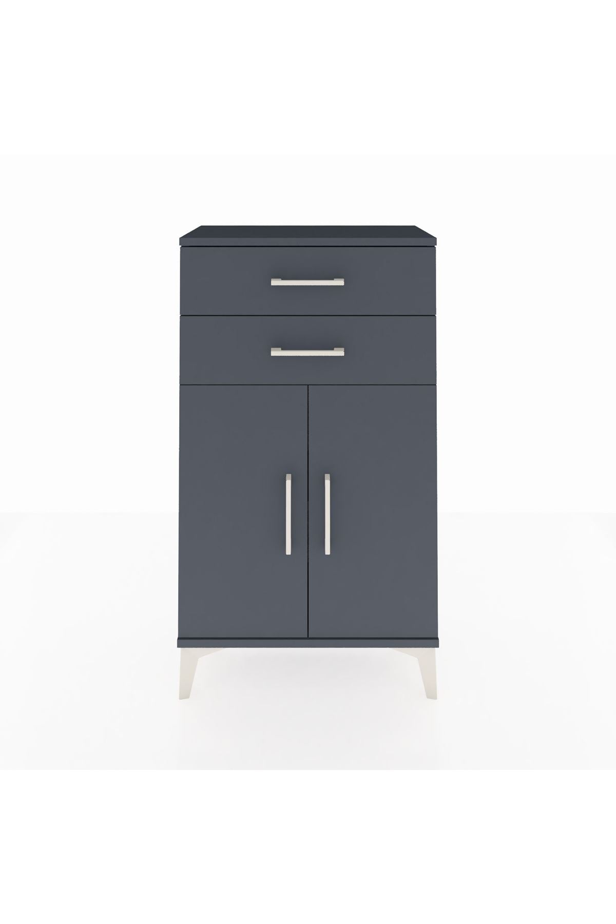 Arges Komodin Tek Raflı 2 Çekmeceli 2 Kapaklı 60x30x106 - S15M006V5A