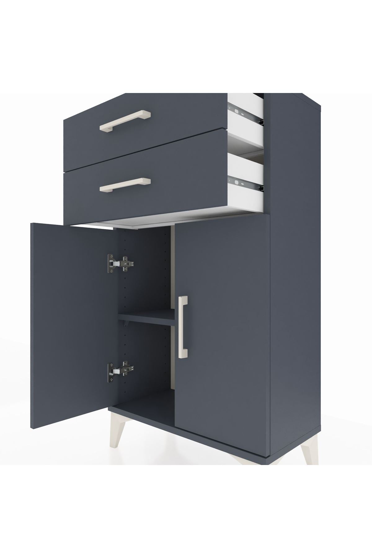 Arges Komodin Tek Raflı 2 Çekmeceli 2 Kapaklı 60x30x106 - S15M006V5A